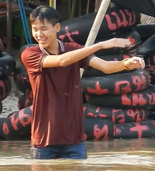 swim shirt in lake